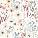 "Wall Blush's Alice Wallpaper featuring floral design in a living room setting, highlighting elegance and style."