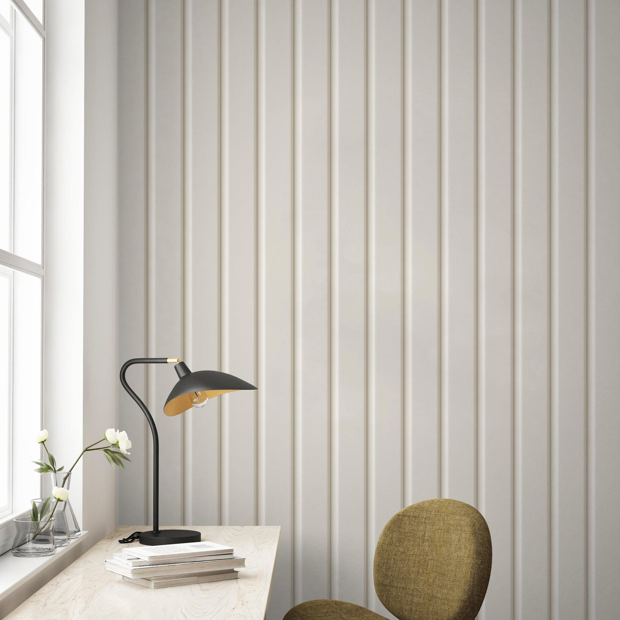 Minimalist study room featuring Allison Wallpaper by Wall Blush SG02, with a focus on the textured wall design.
