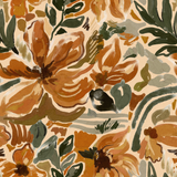 "Wall Blush Amber Wallpaper with a floral pattern in a modern living room setting, highlighting elegant home decor."
