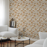 "Wall Blush's Antoinette Wallpaper in stylish modern living room interior, featuring elegant floral design."