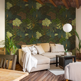 "Wall Blush Baloo Wallpaper in cozy living room with stylish decor highlighting wall accent."