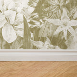 "The Kaycee Wallpaper by Wall Blush enhancing living room decor with floral design focus"
