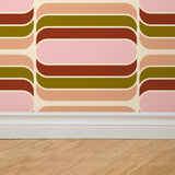 "Wall Blush's 30 and Flirty Wallpaper featured in modern living room, with focus on design and colors."