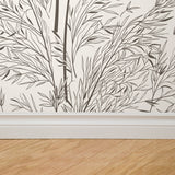 "Wall Blush's Shea Wallpaper featuring elegant botanical design in a modern living room setting, emphasizing stylish home decor."