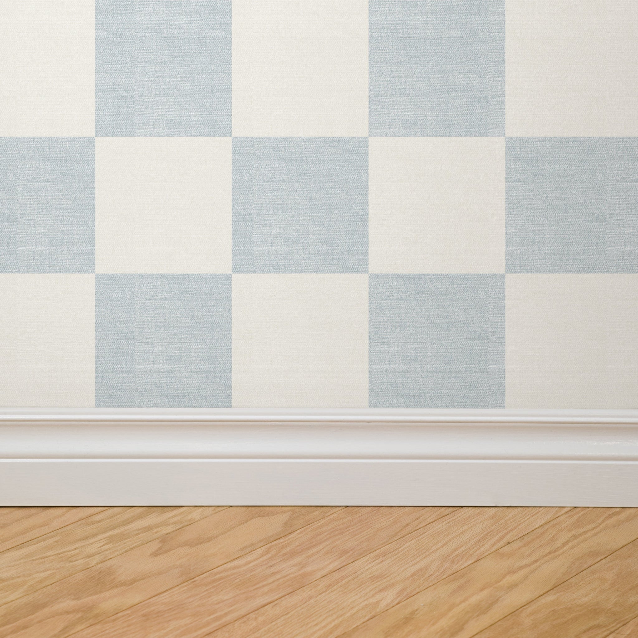 Woven Check (Blue) Wallpaper - 10 FT H X 13 FT W Peel and Stick