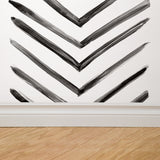 "Modern Ar-row Wallpaper design by Wall Blush in a minimalist living room, highlighting stylish wall decor."