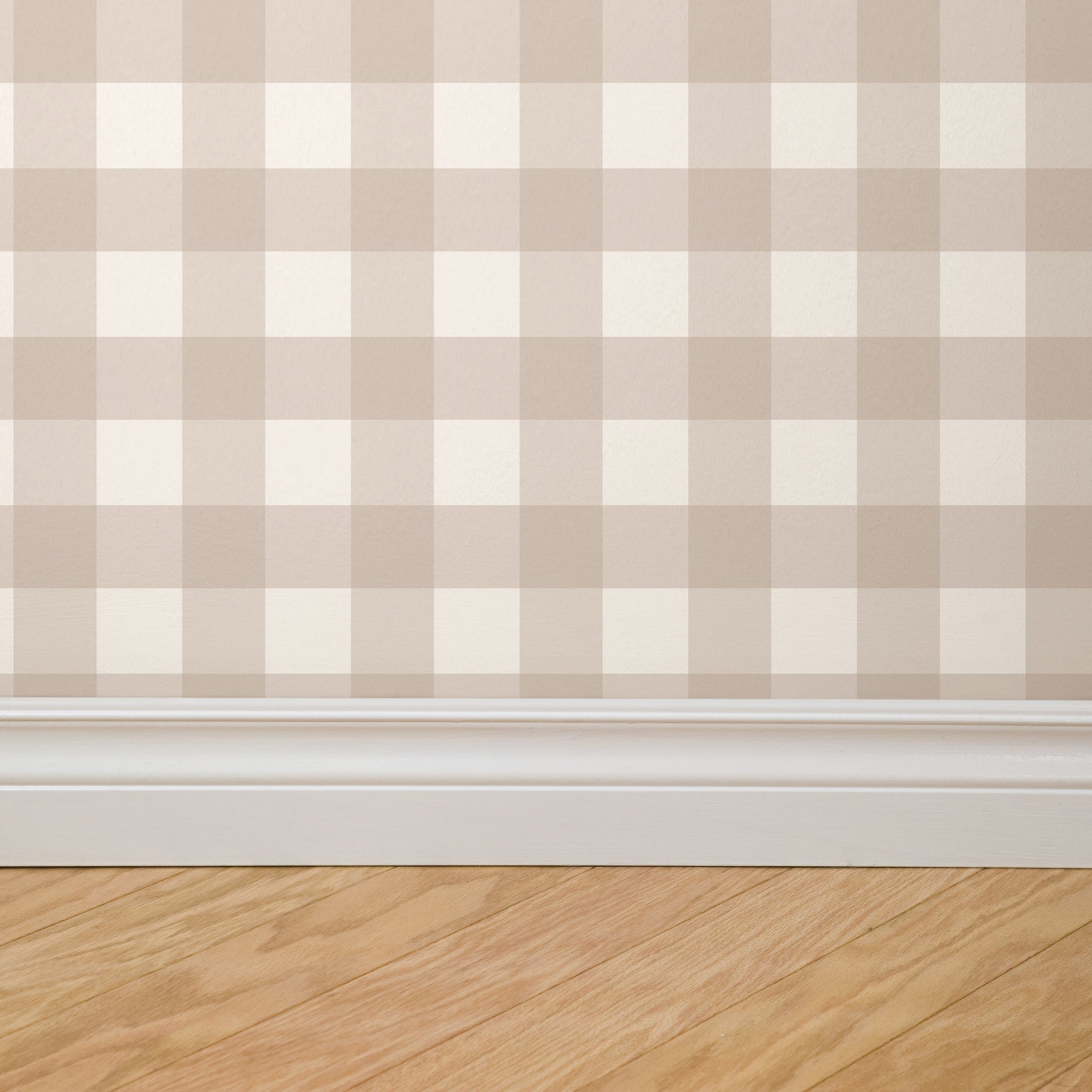 Willowside Gingham (Tan) Wallpaper - 8 FT H X 10 FT W Luxe Peel and Stick