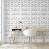 Be Happy Wallpaper by Wall Blush SG02 in cozy modern home office with focus on stylish wall decor.
