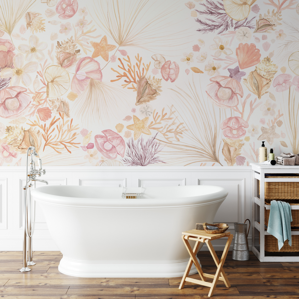 Beachy Keen - Beach and costal themed Watercolor Peel and Stick Wallpaper
