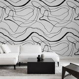 Belmore Wall Blush AW01 wallpaper featured in stylish modern living room, adding bold contrast.
