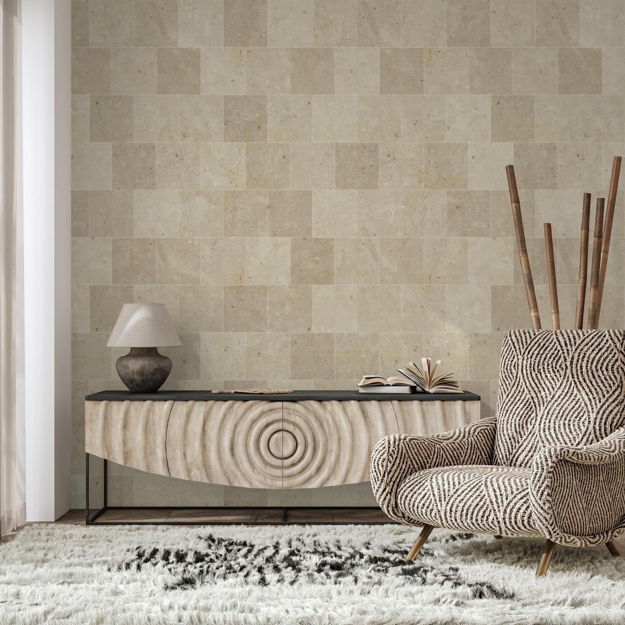 "Blair Wallpaper by Wall Blush in a modern living room, with focus on textured wall design."