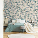 Wall Blush Paisley & Stone Wallpaper accentuating a modern bedroom's interior decor and ambiance.
