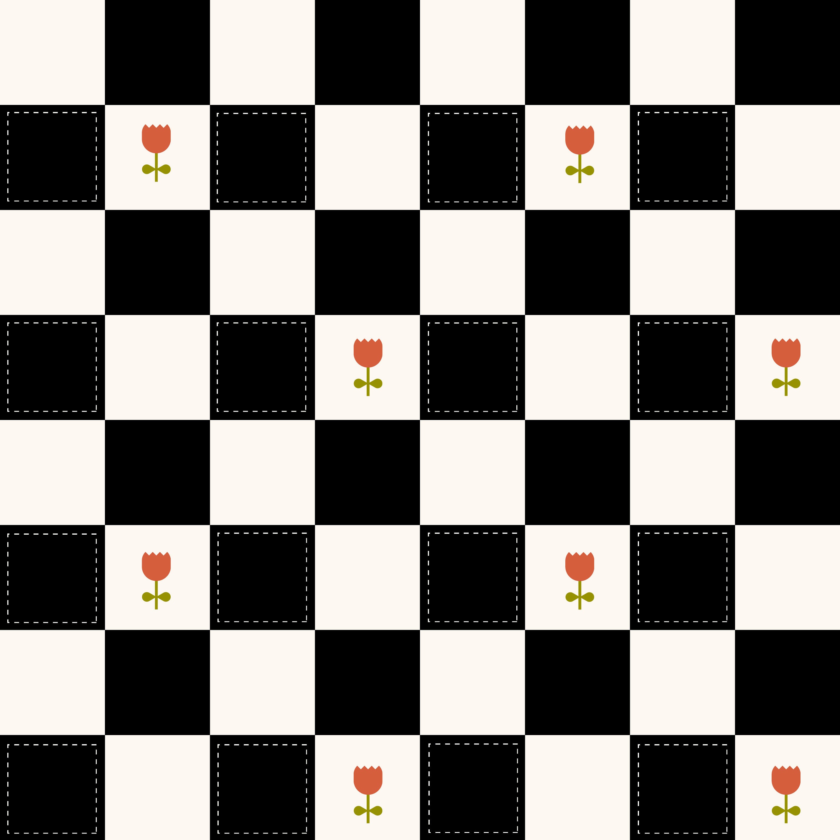 Brenton's Checkered Tulip (Black) Wallpaper