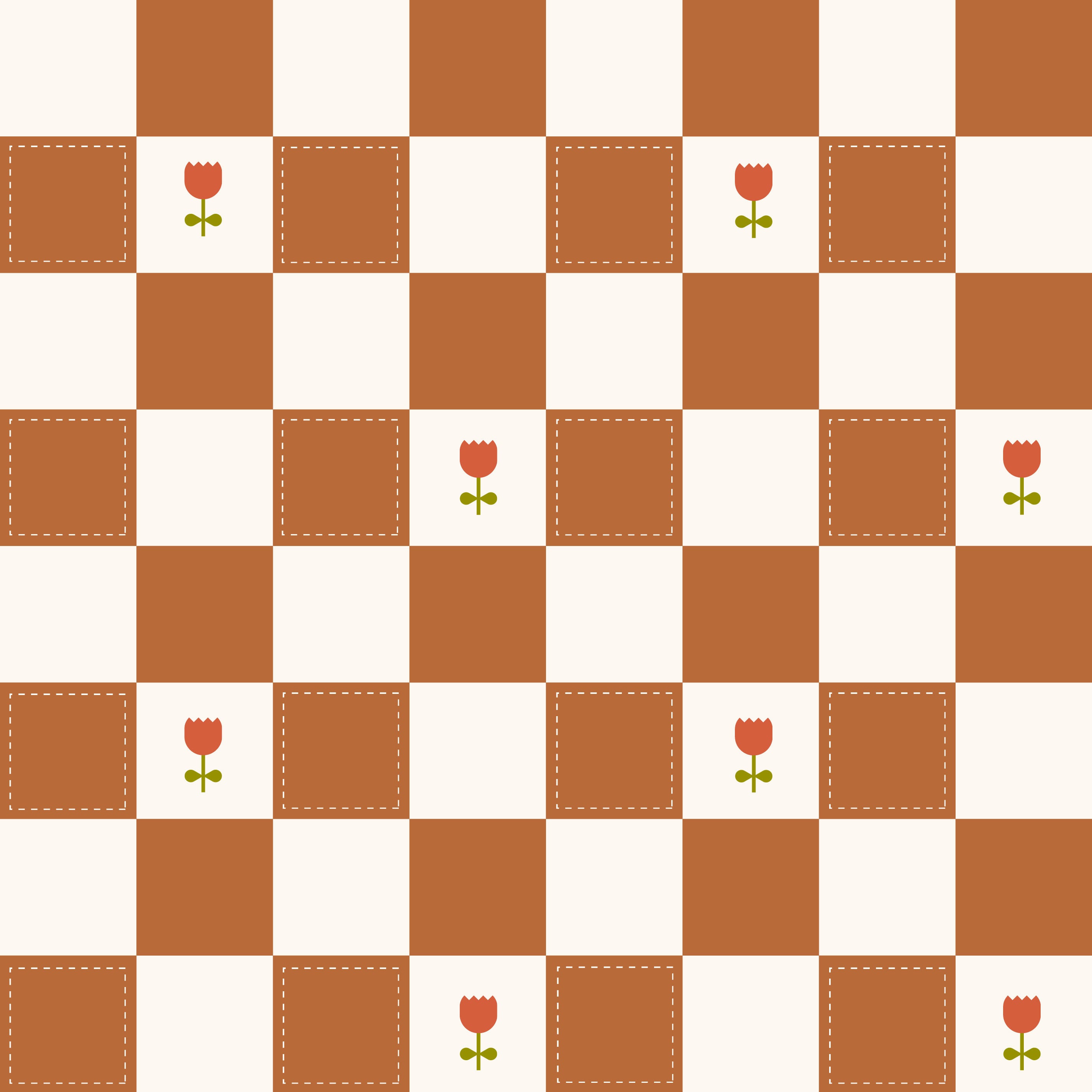 Brenton's Checkered Tulip (Terracotta) Wallpaper