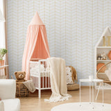 Chic Chevy Girl Wallpaper by Wall Blush in a cozy children's room, highlighting the elegant wall design.
