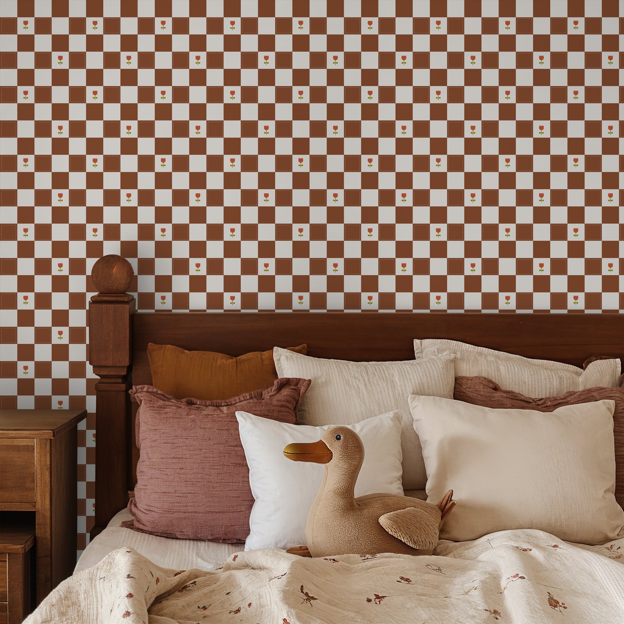 Brenton's Checkered Tulip (Rust) Wallpaper