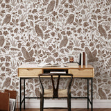Elegant home office showcasing Cottonwood Wallpaper by Wall Blush SG02, with nature-inspired design.
