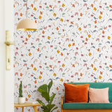 Dream On Wallpaper by Wall Blush SG02 in a cozy living room with vibrant floral pattern focus
