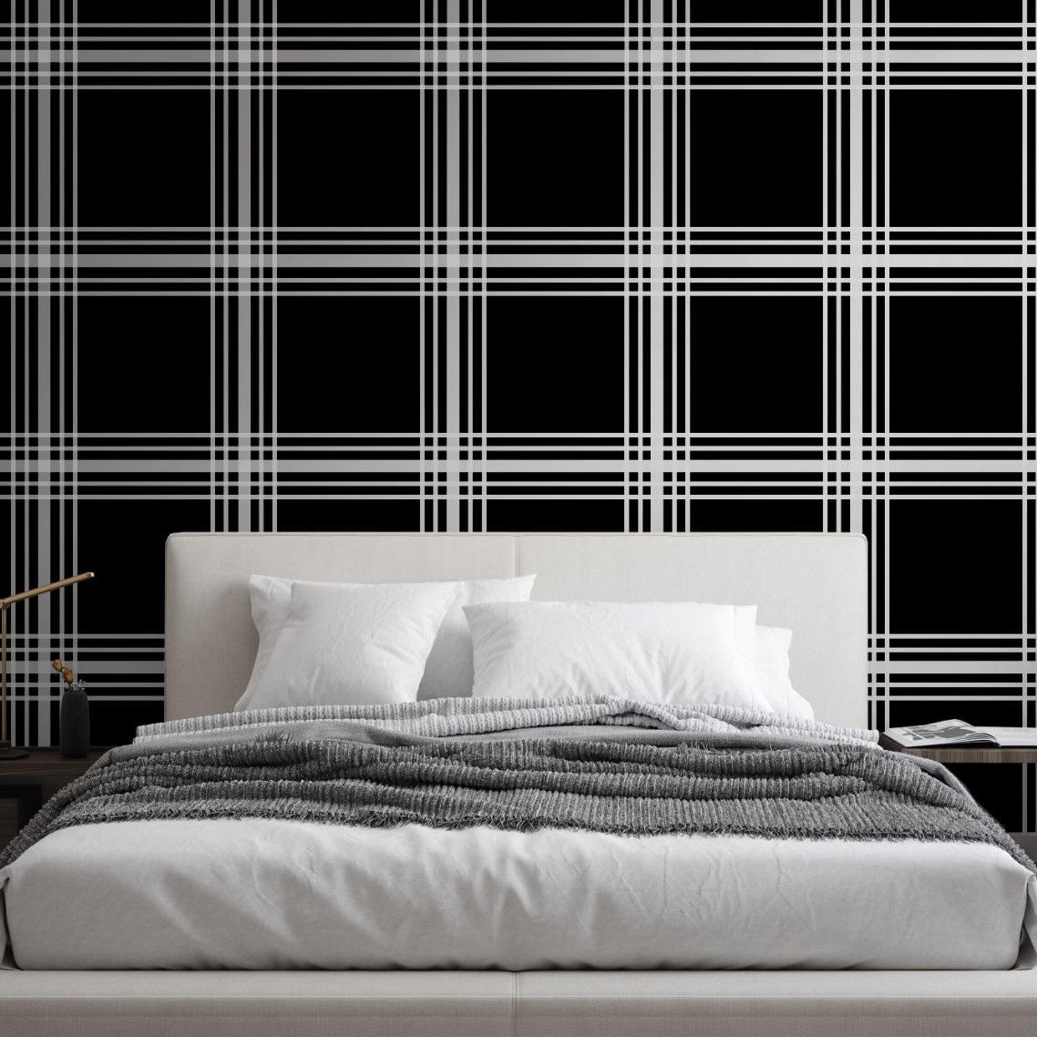 Davenport Wallpaper from The Chelsea DeBoer Line featured in modern bedroom setting.
