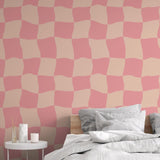 Drama Queen Wallpaper by Wall Blush SG02 in a modern bedroom, showcasing stylish patterned wall decor focus.

