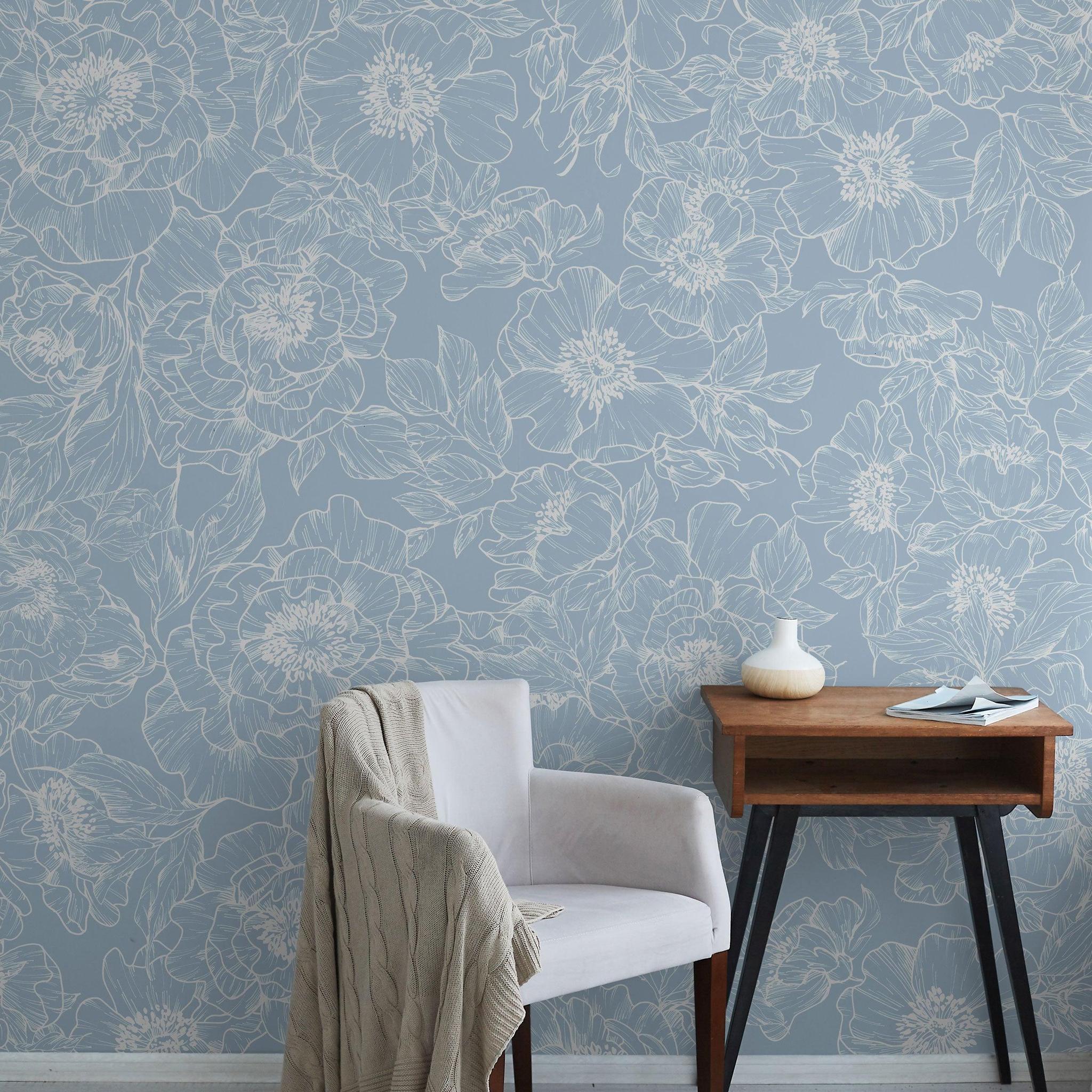 Blue Printed Self Adhesive PVC Wallpaper For Home,Office,Etc.