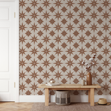 "Wall Blush Reality Star (Clay) Wallpaper in a modern living room showcasing stylish geometric patterns."