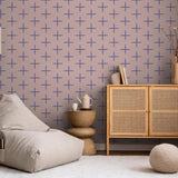Elle Wallpaper from Wall Blush SG02 in stylish living room, beige furniture accentuating wall pattern.
