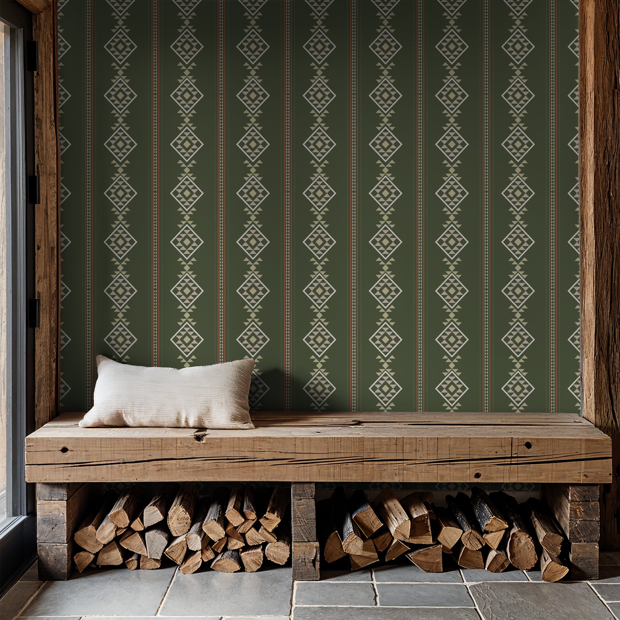 Baize Willow Medium (Green) Wallpaper