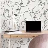 Bella Donna wallpaper by Wall Blush AW01 in modern home office with artistic design focus
