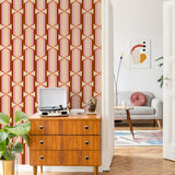 "Felicity Wallpaper by Wall Blush enhancing a cozy living room ambiance, with stylish furniture accents."