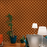 "Wall Blush Marigold Wallpaper in Modern Dining Room with Prominent Pattern Display"