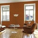 Retro-style living room featuring Marigold Wallpaper by Wall Blush, with focus on wall design.