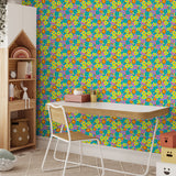 Bright "Gabi Wallpaper" by Wall Blush in a cozy home office setting with colorful floral design.
