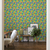 Colorful Gabi Wallpaper by Wall Blush in a stylish home office, highlighting vibrant wall decor.