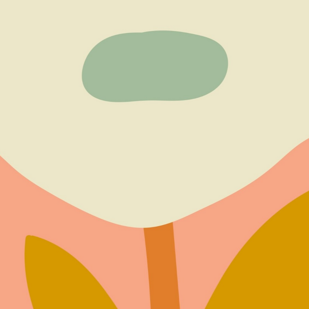 (Orange) Retro Boho Flowers Wallpaper