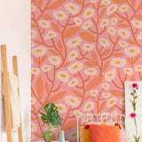 Wall Blush SG02 Georgia Pink Wallpaper featured in a stylish, modern bedroom focusing on vibrant wall design.
