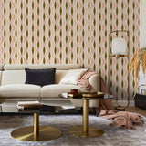 "Girl World Wallpaper by Wall Blush in stylish living room, showcasing vibrant patterned wall decor."
