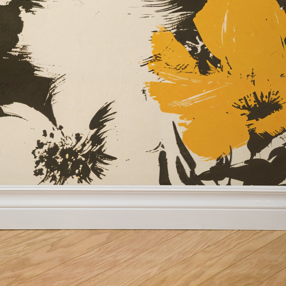 Golden Blooms – Abstract Flower Wallpaper