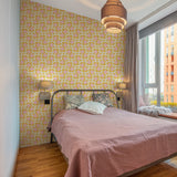 Wall Blush's Good Day Sunshine Wallpaper in a modern bedroom, vibrant and stylish decor focus.