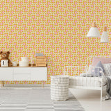 "Wall Blush's Good Day Sunshine Wallpaper in a stylish kids' room, showcasing vibrant wall decor focus."