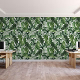 Wall Blush SM01 Good Vibes Wallpaper in a modern home office, with focus on the vibrant botanical design.
