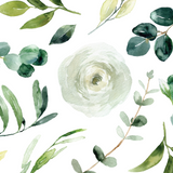 "Green Valley Wallpaper by Wall Blush in a modern living room with a botanical design focus."