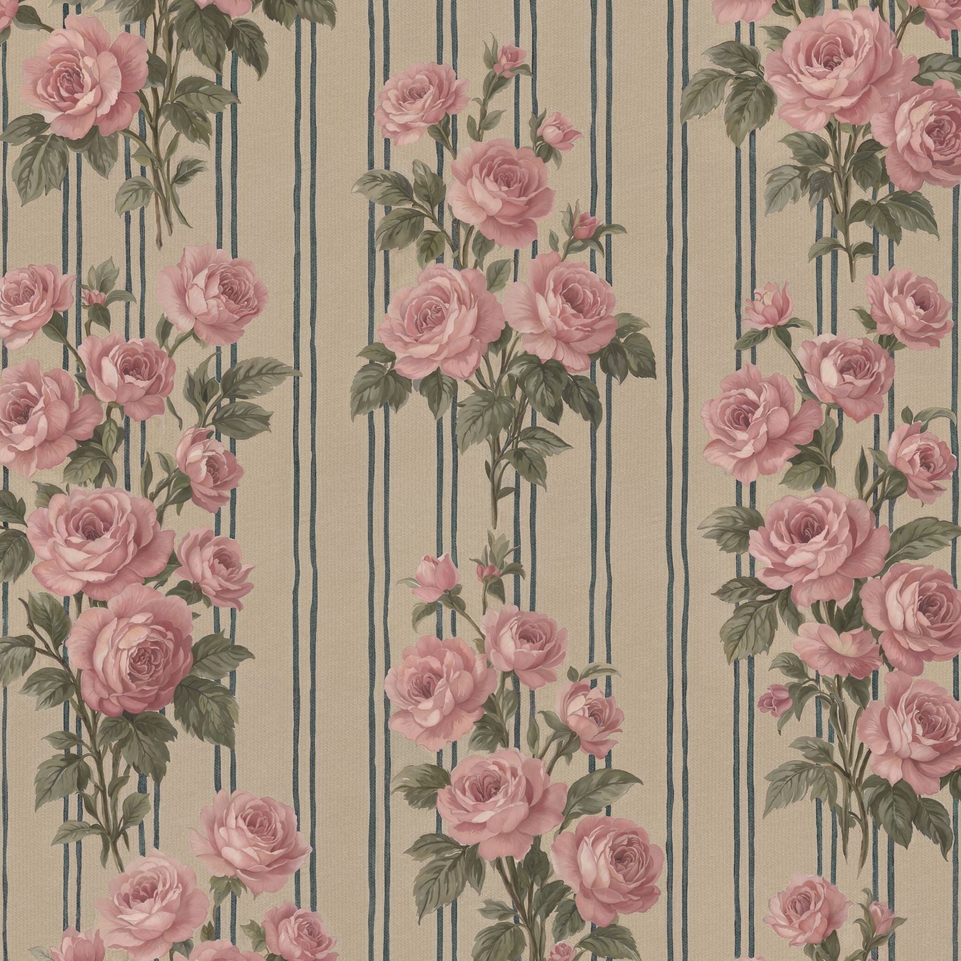 Heirloom Rose Stripe Wallpaper