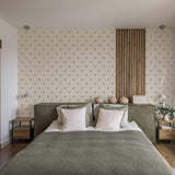 Elegant bedroom showcasing It's the Little Things Wallpaper by Wall Blush SG02, focusing on stylish decor.
