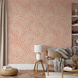 "Lena Wallpaper by Wall Blush in cozy living room setting, highlighting stylish wall decor focus"