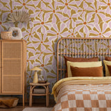 "Lila Wallpaper by Wall Blush in a cozy bedroom, showcasing vibrant floral design as the primary focus."