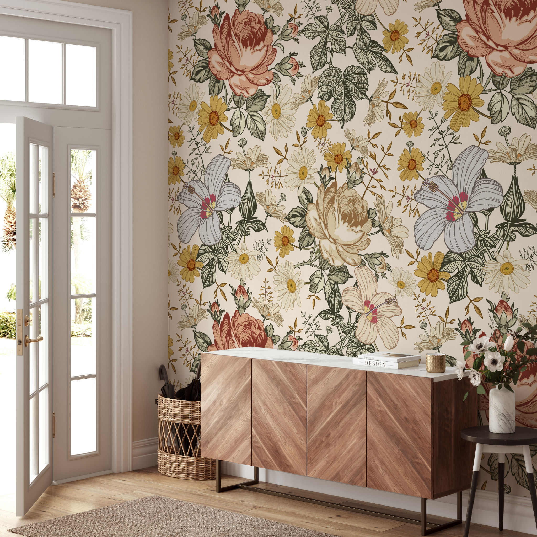 Mia (Cream) Wallpaper - 10 FT H X 10 FT W Peel and Stick