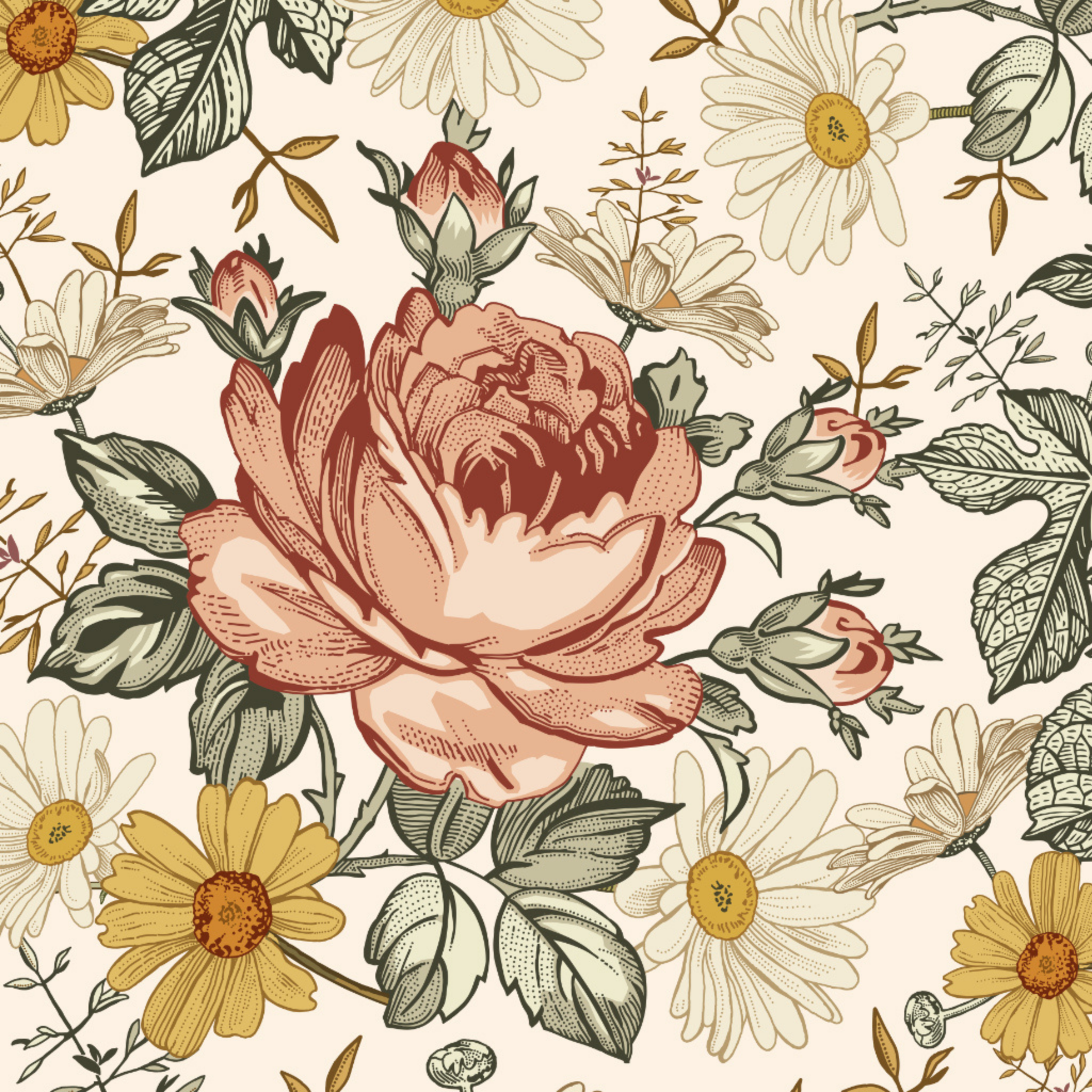 Mia (Cream) Wallpaper - 10 FT H X 10 FT W Peel and Stick
