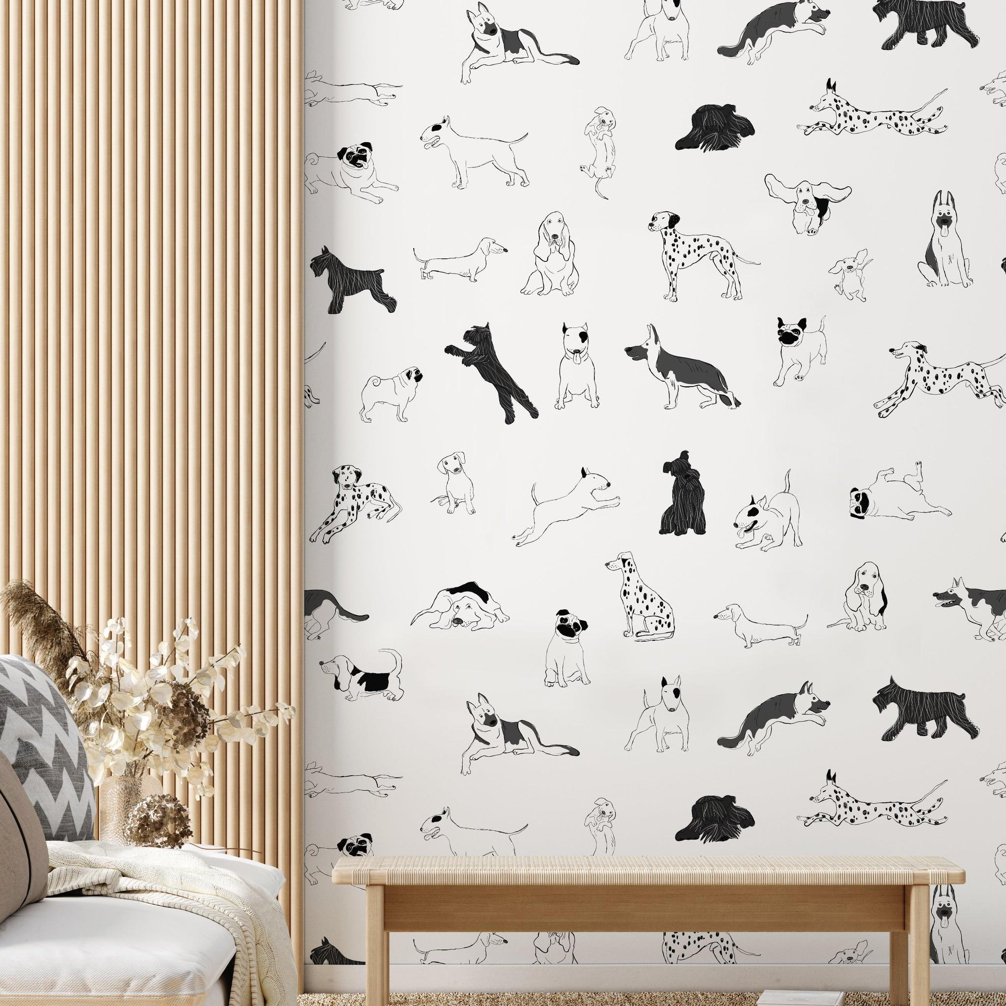 Puppy Love Wallpaper - 8 FT H X 13 FT W Peel and Stick