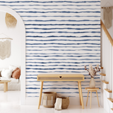 "Modern entryway featuring Wall Blush OC Ocean Blue Wallpaper with stylish decor accents."